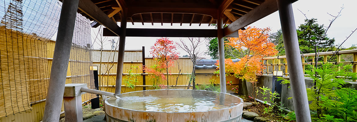 貸切風呂で湯神社温泉を堪能
