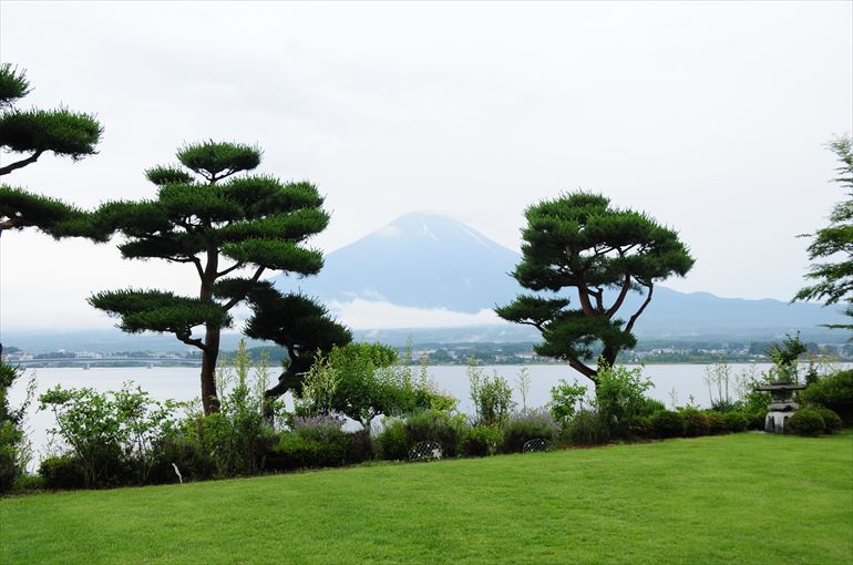 庭から眺める富士の姿