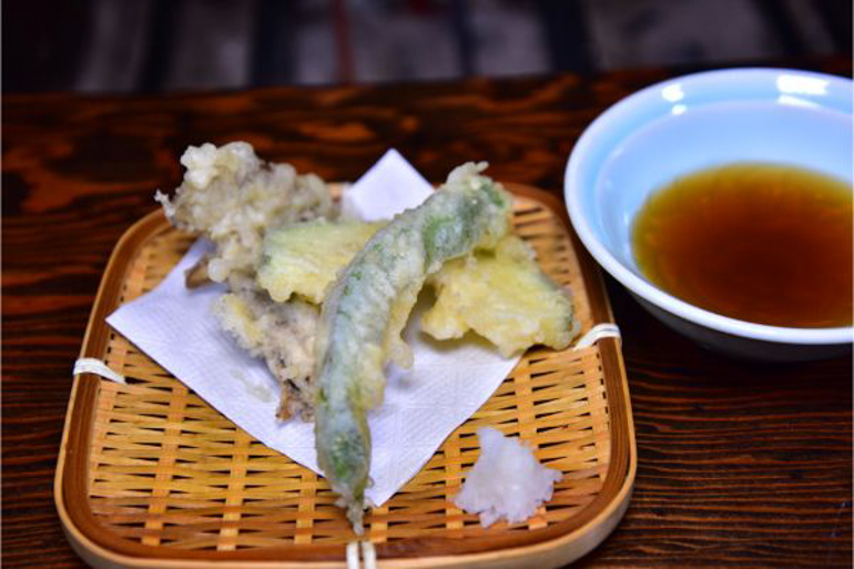 天ぷら「舞茸、ササゲ、ズッキーニ」