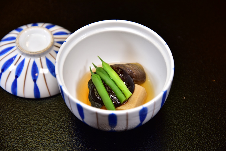 煮物～南瓜　高野豆腐　茄子オランダ　いんげん　生姜味噌掛け