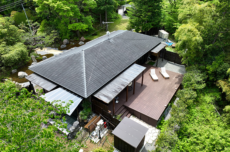 Large open terrace and private sauna in the back