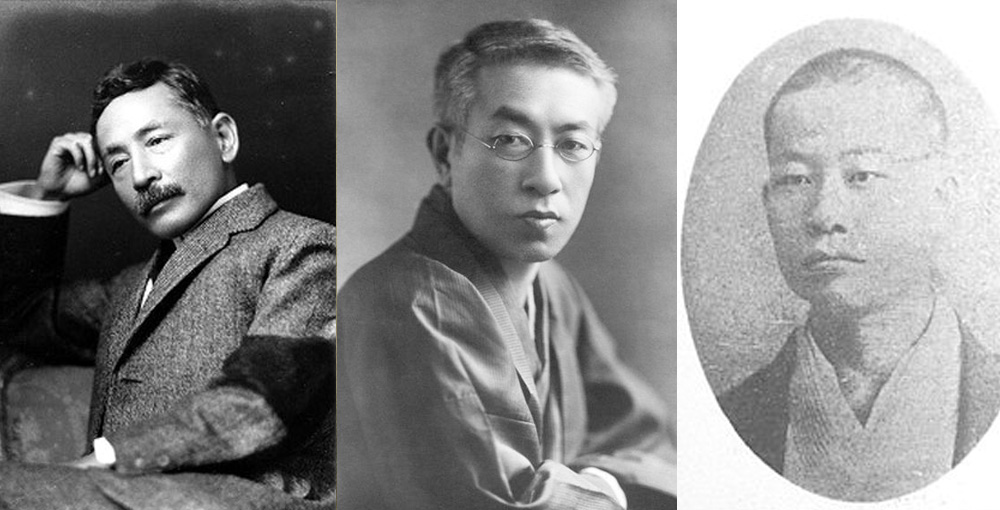 左から、夏目漱石、島崎藤村、幸田露伴