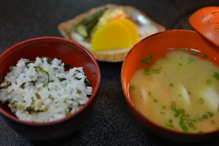 だご汁と阿蘇高菜ごはん