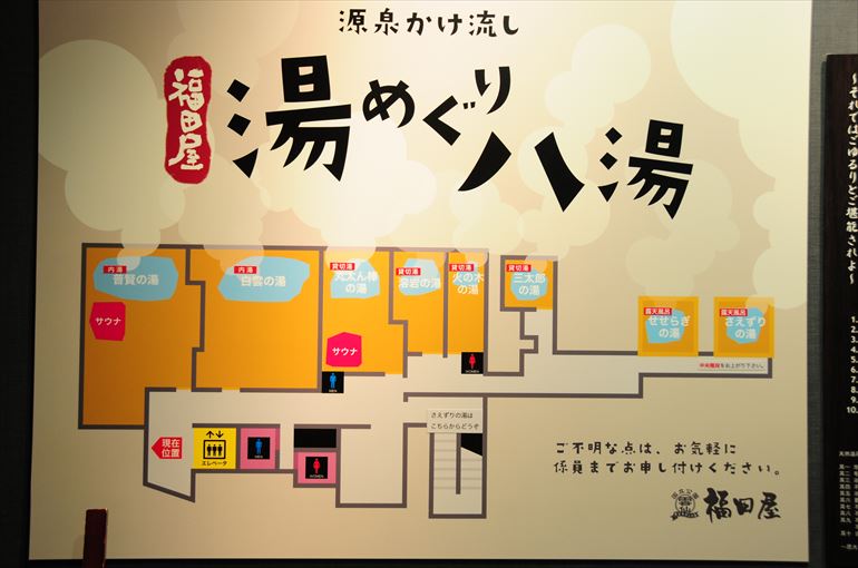 「福田屋・湯めぐり八湯」の案内図